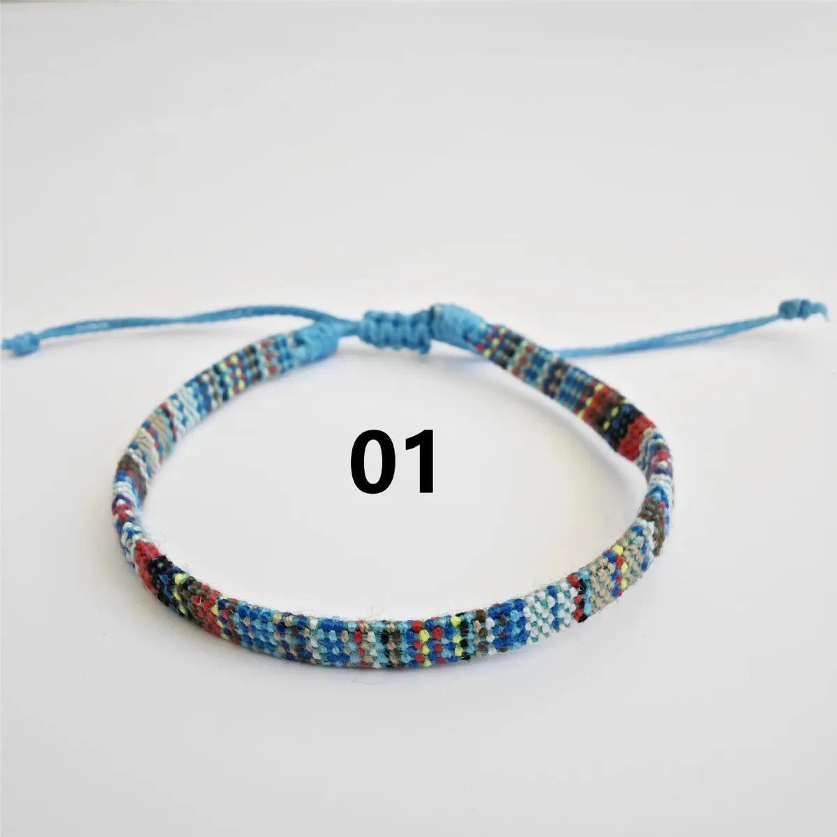 Wholesale Jewelry Bohemian Color Block Cotton And Linen Wax Line Knitting Drawstring Bracelets