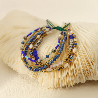 Wholesale Jewelry Bohemian Colorful Beaded Alloy Knitting Bracelets