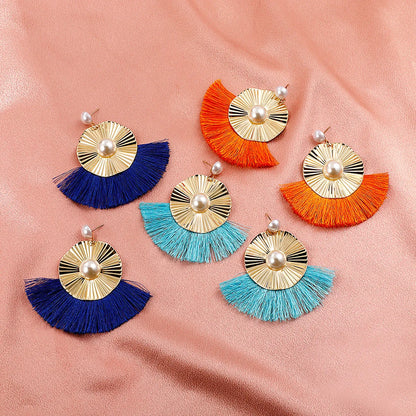 Wholesale Jewelry Bohemian Fan-shaped Irregular Tassel Earrings Gooddiy