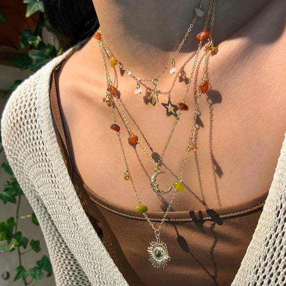 Wholesale Jewelry Bohemian Geometric Copperclad Iron And Alloy Beaded Clavicle Chain With Electroplating