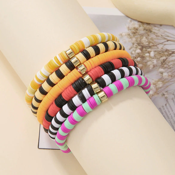 Wholesale Jewelry Bohemian Soft Pottery Geometric Bracelet