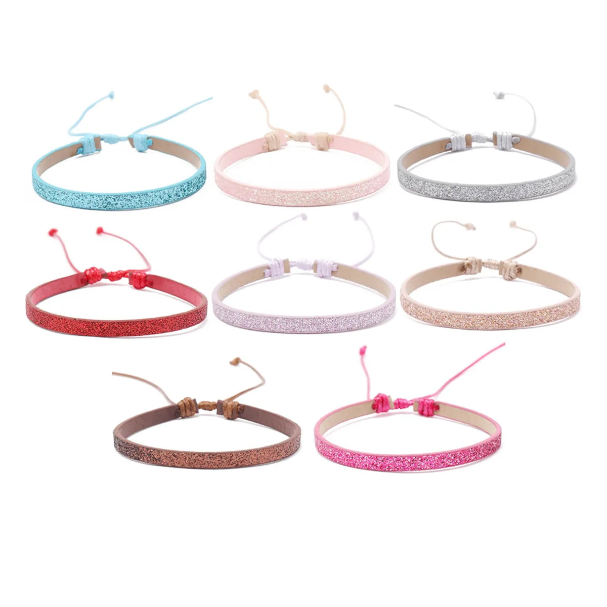 Wholesale Jewelry Bohemian Solid Color Pu Leather Rope Sequins Handmade Bracelets