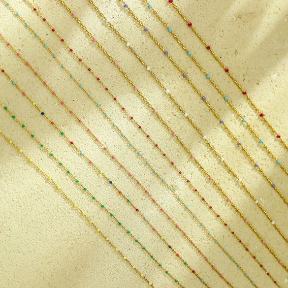 Wholesale Jewelry Bohemian Style Colorful Beaded Stainless Steel Geometric Necklace For Women Electroplated