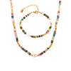 Wholesale Jewelry Bohemian Style Freshwater Pearl Natural Stone Beaded 316L Stainless Steel Necklace Bracelet Electroplated