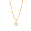 Wholesale Jewelry Bohemian Style Sea Shell Pendant 316L Stainless Steel Beaded Stitching Necklace With Geometric Pattern And Pearl Chain For Women
