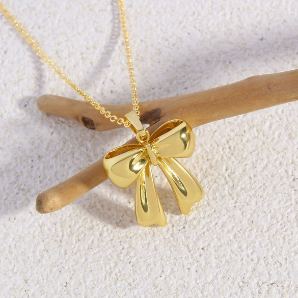 Wholesale Jewelry Bow Copper Electroplated Women's Necklace