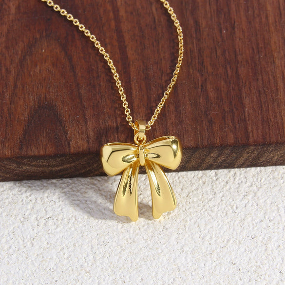 Wholesale Jewelry Bow Copper Electroplated Women's Necklace