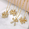 Wholesale Jewelry Bow Pendant Necklace Copper Gold Plated Women's Bamboo Chain