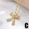 Wholesale Jewelry Bow Pendant Necklace Copper Gold Plated Women's Bamboo Chain