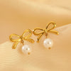 Wholesale Jewelry Bow Stainless Steel Imitation Pearls Electroplated Snake Bone Chain Earrings Bracelet Necklace Choker For Female