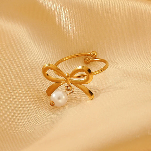 Wholesale Jewelry Bow Stainless Steel Imitation Pearls Electroplated Snake Bone Chain Earrings Bracelet Necklace Choker For Female
