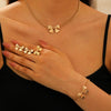 Wholesale Jewelry Bow Stainless Steel Imitation Pearls Electroplated Snake Bone Chain Earrings Bracelet Necklace Choker For Female