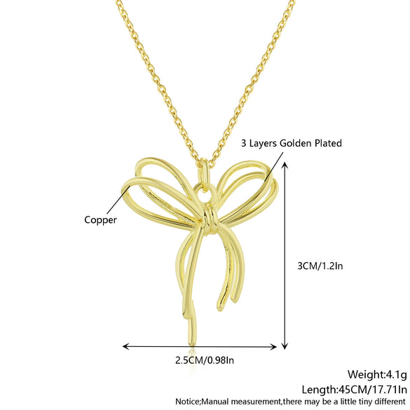 Wholesale Jewelry Bow Tie Copper Electroplated O Chain Pendant Necklace For Women