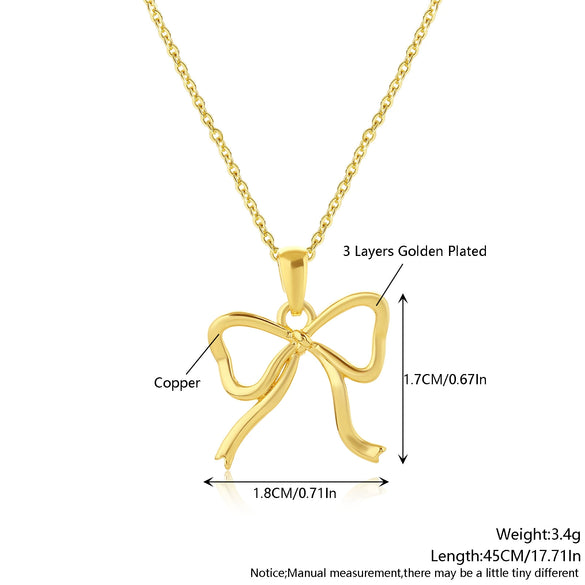 Wholesale Jewelry Bow Tie Copper Electroplated O Chain Pendant Necklace For Women