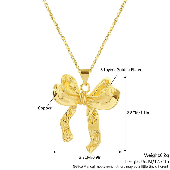 Wholesale Jewelry Bow Tie Copper Electroplated O Chain Pendant Necklace For Women
