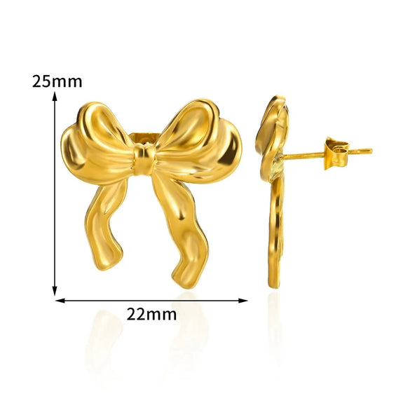 Wholesale Jewelry Bowknot Stainless Steel Gold Plated Necklace Bracelet Set