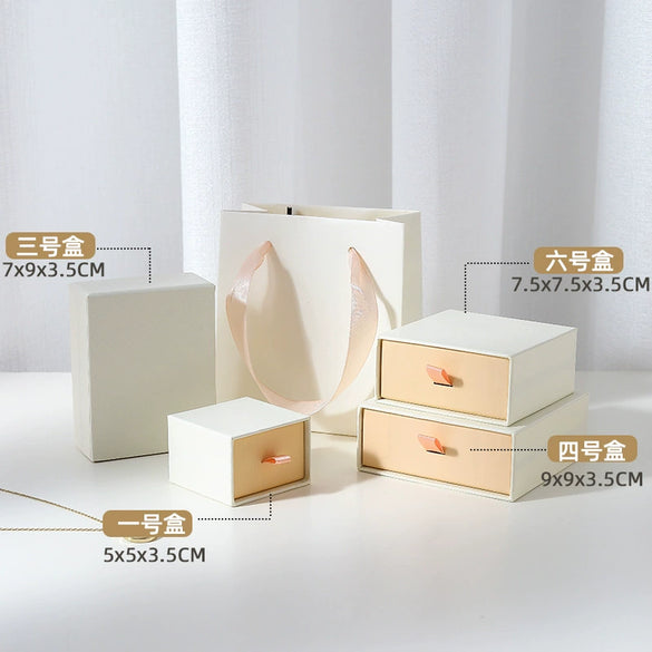 Wholesale Jewelry Box For Unisex White Pink Heaven And Earth Cover Blank Version Made Of Paper And Cardboard Lined With Sponge