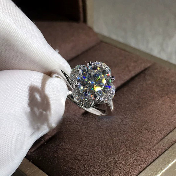 Wholesale Jewelry Brass And White Steel Geometric Ring Platinum Plated Rose Gold Zircon For Women