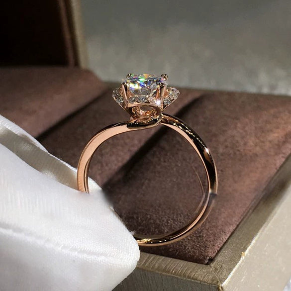 Wholesale Jewelry Brass And White Steel Geometric Ring Platinum Plated Rose Gold Zircon For Women