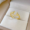 Wholesale Jewelry Brass Crescent Moon Ring With Crown Pattern Electroplated For Women