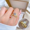 Wholesale Jewelry Brass Crown Love Diamond Ring Electroplating Cartoon Style For Women