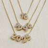Wholesale Jewelry Brass Electroplated Letter Number Text Pendant Necklace