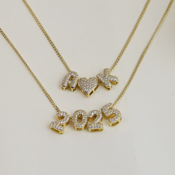 Wholesale Jewelry Brass Electroplated Letter Number Text Pendant Necklace