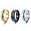 Wholesale Jewelry Brushed Matte Ring And Bracelet For Men Carbon Fiber Titanium Steel Geometric Style