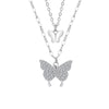 Wholesale Jewelry Butterfly Double Layer S925 Sterling Silver Clavicle Chain With Electroplating