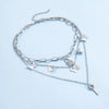 Wholesale Jewelry Butterfly Lock Key Pendant Multi-Layer Necklace Gooddiy