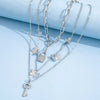 Wholesale Jewelry Butterfly Lock Key Pendant Multi-Layer Necklace Gooddiy
