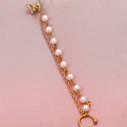 Wholesale Jewelry Butterfly Pearl Chain Long Tassel One-piece Ear Clip Single Gooddiy