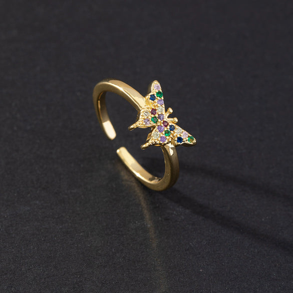 Wholesale Jewelry Butterfly Ring Copper Electroplated Animal Style For Women