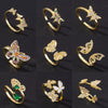 Wholesale Jewelry Butterfly Ring Copper Electroplated Animal Style For Women