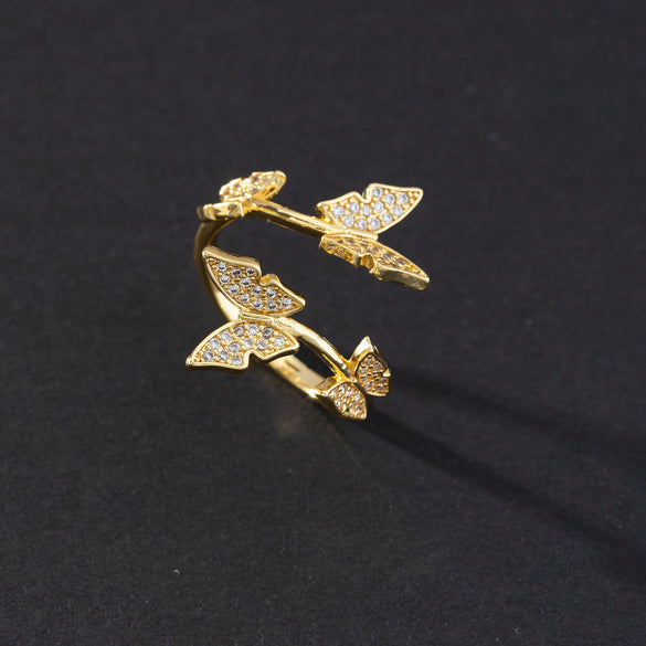 Wholesale Jewelry Butterfly Ring Copper Electroplated Animal Style For Women