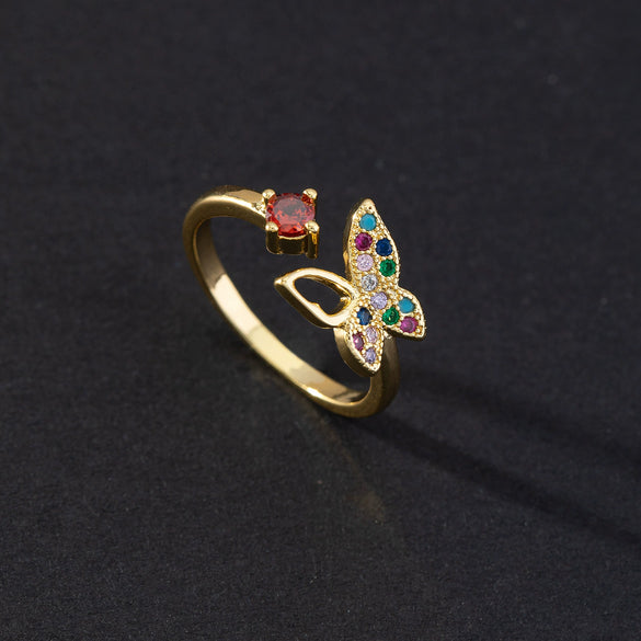 Wholesale Jewelry Butterfly Ring Copper Electroplated Animal Style For Women