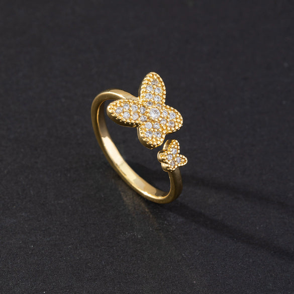 Wholesale Jewelry Butterfly Ring Copper Electroplated Animal Style For Women