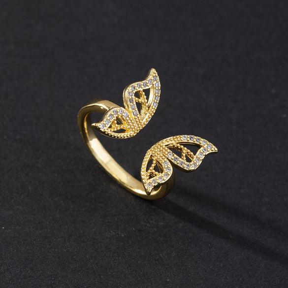 Wholesale Jewelry Butterfly Ring Copper Electroplated Animal Style For Women