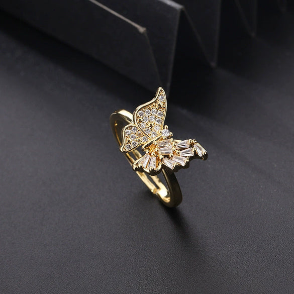 Wholesale Jewelry Butterfly Ring Copper Electroplated Animal Style For Women
