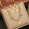 Wholesale Jewelry Butterfly Stainless Steel Clavicle Chain Set With Electroplating And Animal Pattern For Women