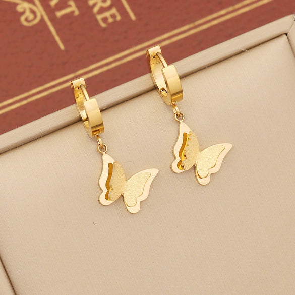 Wholesale Jewelry Butterfly Stainless Steel Clavicle Chain Set With Electroplating And Animal Pattern For Women