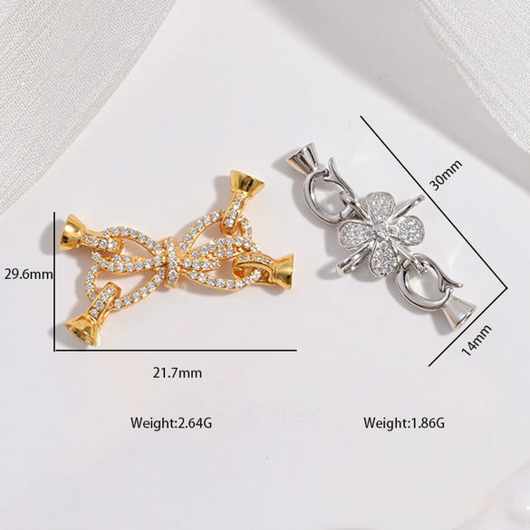 Wholesale Jewelry Butterfly Tie Pearl Universal Buckle Diy Bracelet Sweater Chain Four Leaf Clover With Receiving Tail Buckle S925 Sterling Silver Zirconia