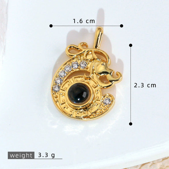 Wholesale Jewelry Cartoon Copper Heart Pendant Necklace With Flower Letter Number And Text Patterns Electroplated