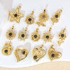 Wholesale Jewelry Cartoon Copper Heart Pendant Necklace With Flower Letter Number And Text Patterns Electroplated