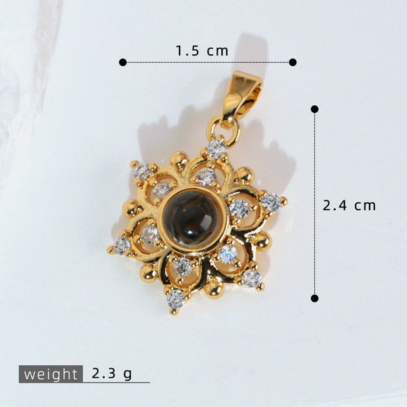 Wholesale Jewelry Cartoon Copper Heart Pendant Necklace With Flower Letter Number And Text Patterns Electroplated