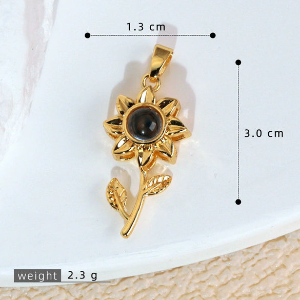 Wholesale Jewelry Cartoon Copper Heart Pendant Necklace With Flower Letter Number And Text Patterns Electroplated