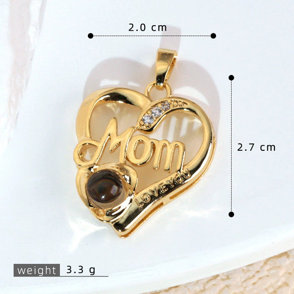 Wholesale Jewelry Cartoon Copper Heart Pendant Necklace With Flower Letter Number And Text Patterns Electroplated
