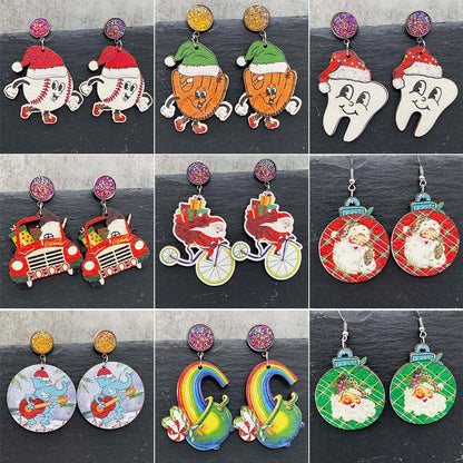 Wholesale Jewelry Cartoon Style Cartoon Wood Drop Earrings