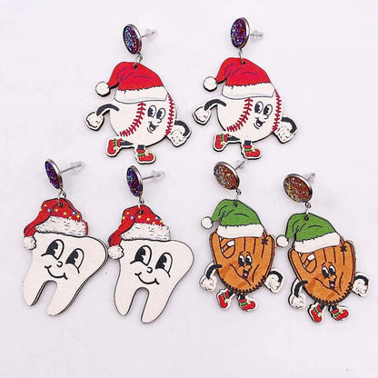 Wholesale Jewelry Cartoon Style Cartoon Wood Drop Earrings