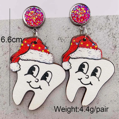 Wholesale Jewelry Cartoon Style Cartoon Wood Drop Earrings